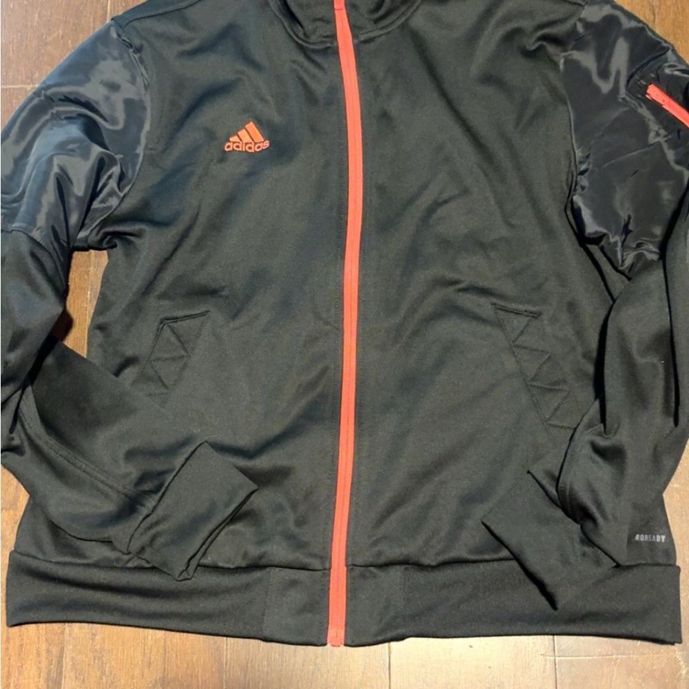 Adidas Black Jacket with Pink Zipper